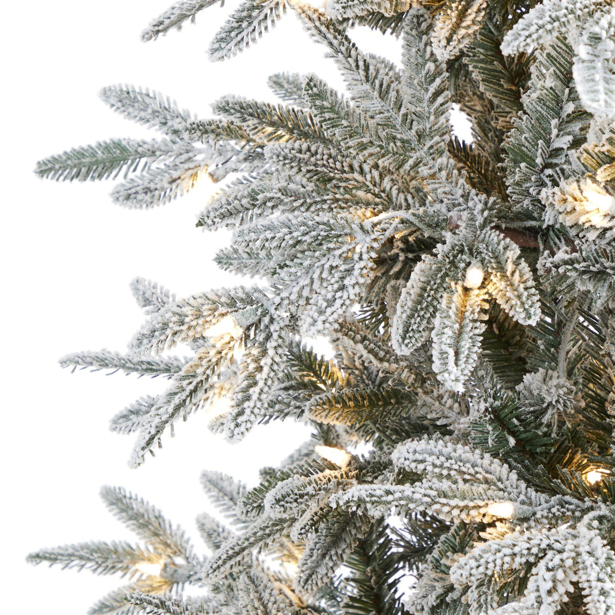Nearly Natural 7.5’ flocked Manchester Spruce tree with 450 lights and 949 bendable branches on Tampa Home & Garden Store