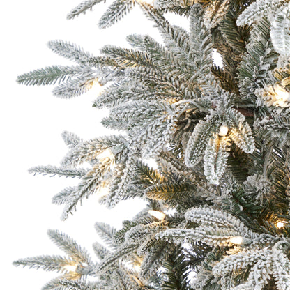 Nearly Natural 7.5’ flocked Manchester Spruce tree with 450 lights and 949 bendable branches on Tampa Home & Garden Store
