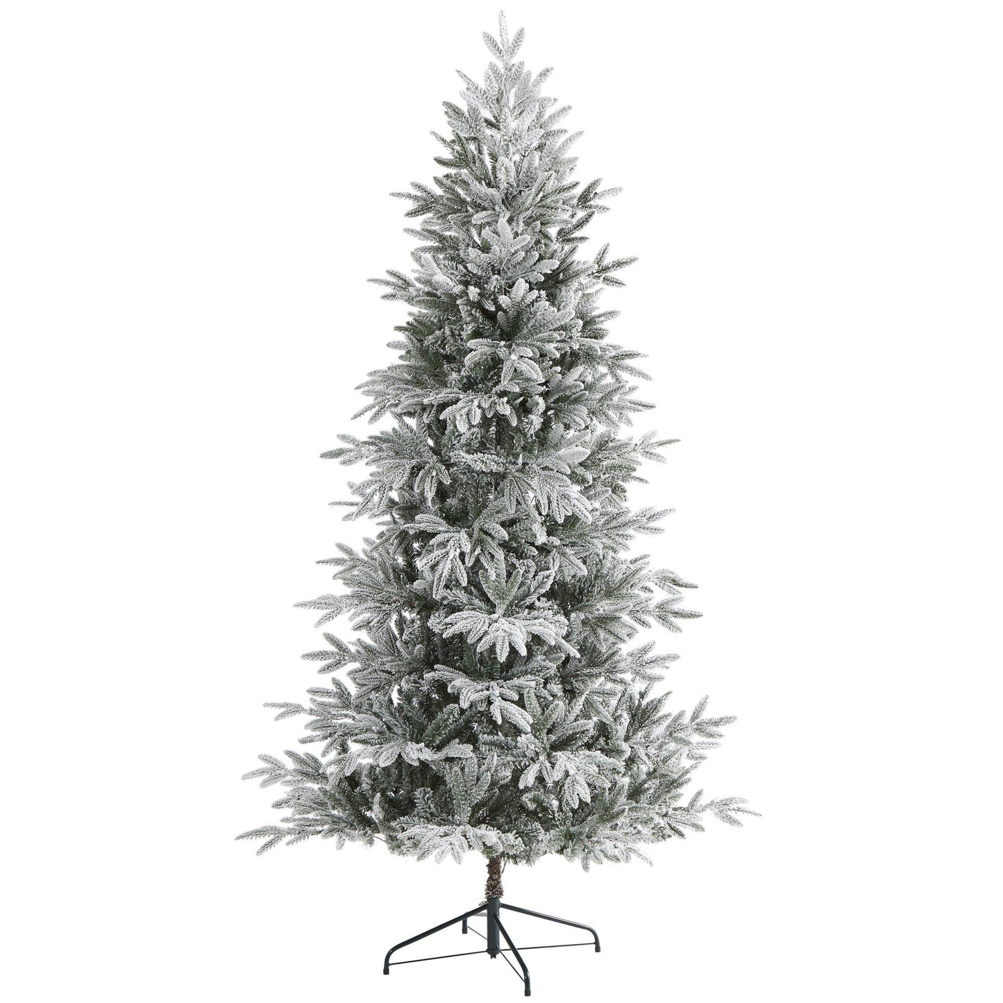 Christmas Tree Nearly Natural 7.5ft Flocked Manchester Spruce with 450 lights and 949 bendable branches on Tampa Home & Garden Store