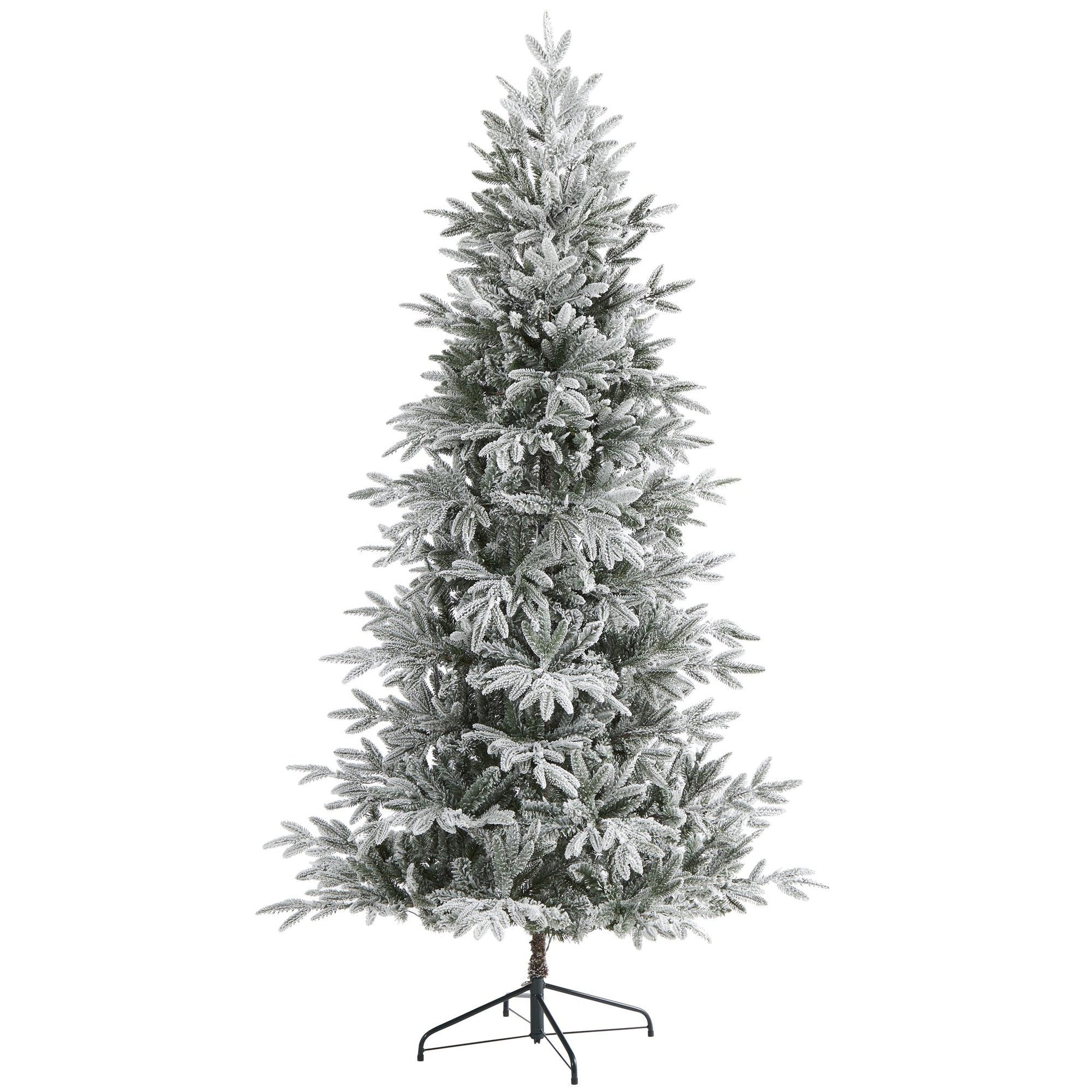 Christmas Tree Nearly Natural 7.5ft Flocked Manchester Spruce with 450 lights and 949 bendable branches on Tampa Home & Garden Store