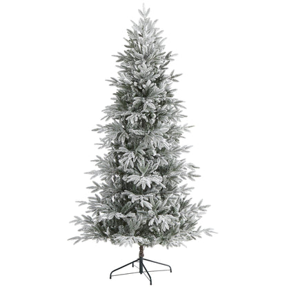 Christmas Tree Nearly Natural 7.5ft Flocked Manchester Spruce with 450 lights and 949 bendable branches on Tampa Home & Garden Store