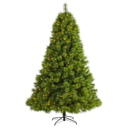 7.5 ft Green Scotch Pine artificial Christmas tree with 550 clear LED lights Nearly Natural on Tampa Home & Garden Store