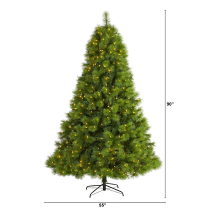 7.5 ft green Scotch Pine artificial Christmas tree with 550 clear LED lights by Nearly Natural on Tampa Home & Garden Store