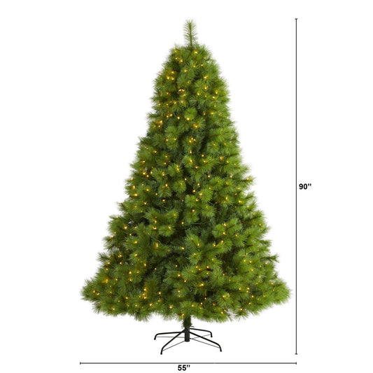 7.5 ft green Scotch Pine artificial Christmas tree with 550 clear LED lights by Nearly Natural on Tampa Home & Garden Store
