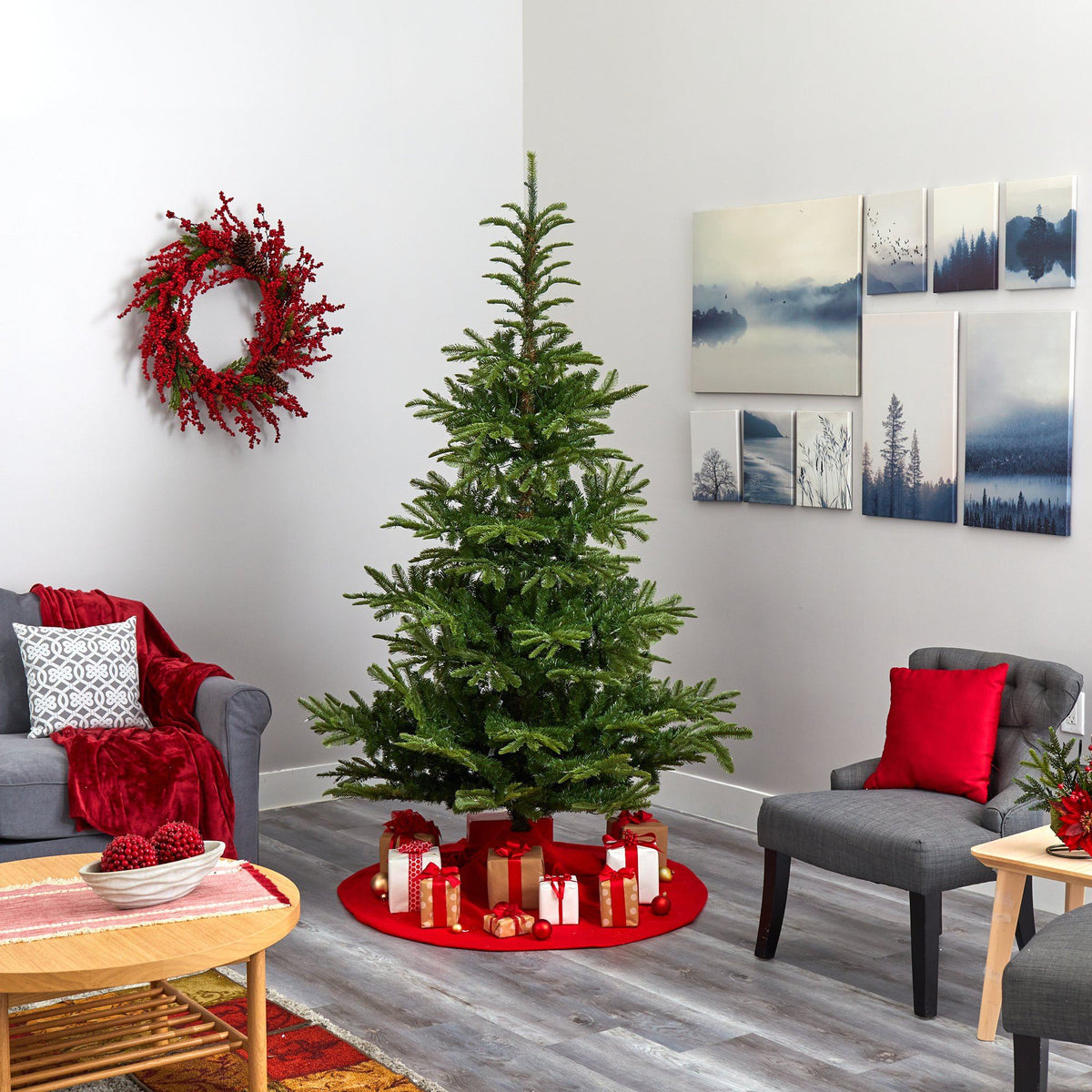 7.5 ft layered Washington spruce artificial Christmas tree by Nearly Natural with 550 LED lights on Tampa Home & Garden Store
