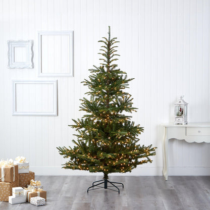 7.5ft layered Washington spruce artificial Christmas tree by Nearly Natural with 550 LED lights on Tampa Home & Garden Store
