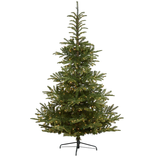 Christmas tree Nearly Natural 7.5ft Layered Washington Spruce artificial with clear LED lights on Tampa Home & Garden Store