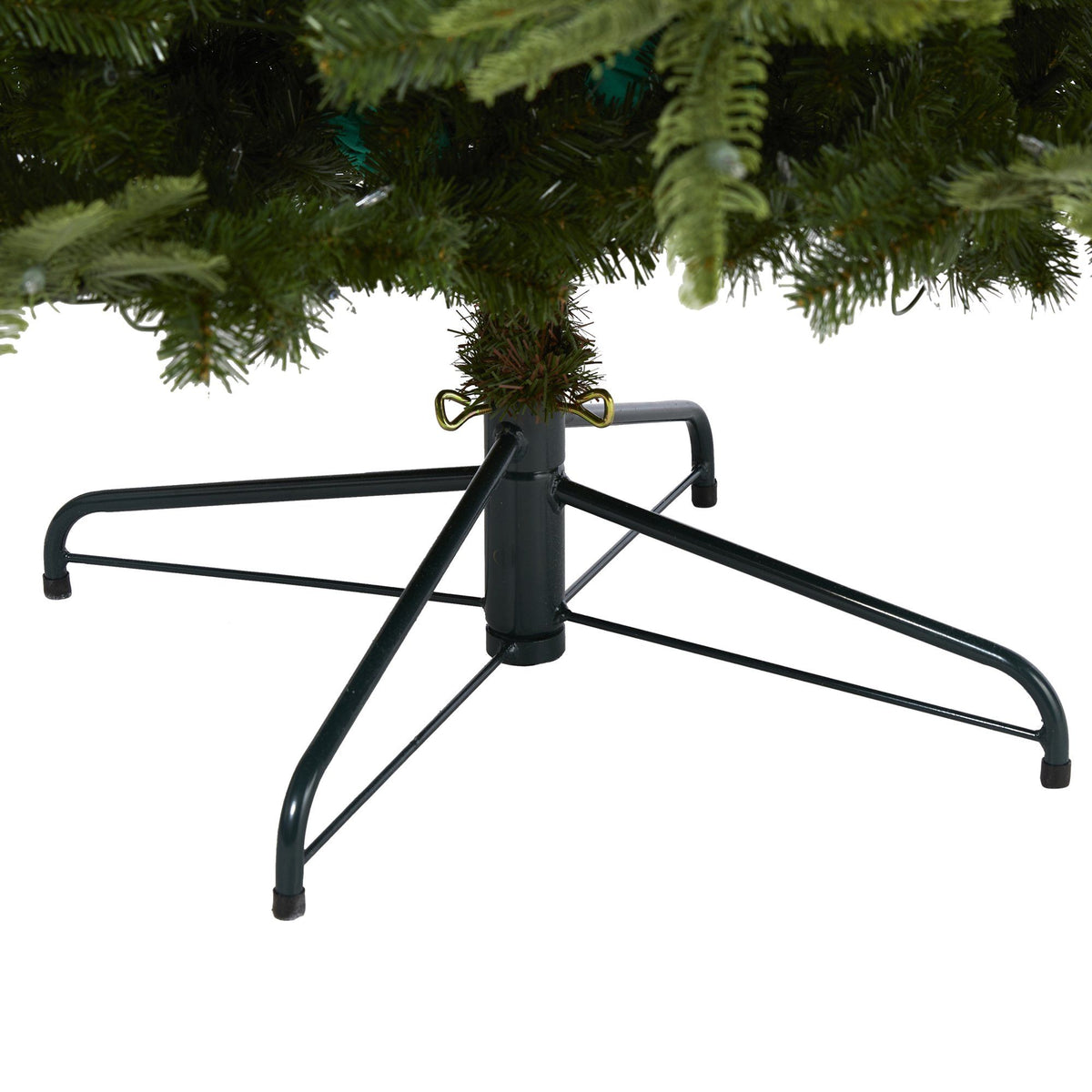 Christmas tree 7.5ft layered Washington Spruce with 550 clear LED lights on metal stand on Tampa Home & Garden Store
