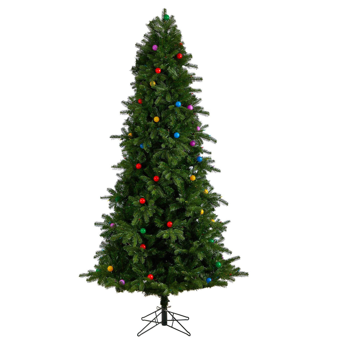 Nearly Natural 7.5 ft Montana Mountain Fir artificial Christmas tree with colorful ornaments on Tampa Home & Garden Store