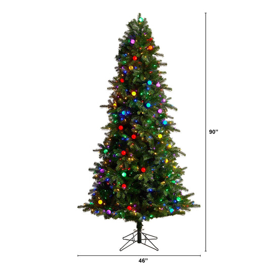 7.5' Montana Mountain Fir artificial Christmas tree by Nearly Natural with multicolor lights on Tampa Home & Garden Store