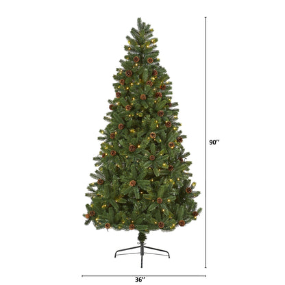 7.5' Rocky Mountain Spruce artificial Christmas tree with pinecones and 400 LED lights Nearly Natural on Tampa Home & Garden Store
