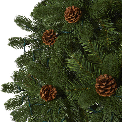 7.5' Rocky Mountain Spruce artificial Christmas tree with pinecones and 400 LED lights on Tampa Home & Garden Store