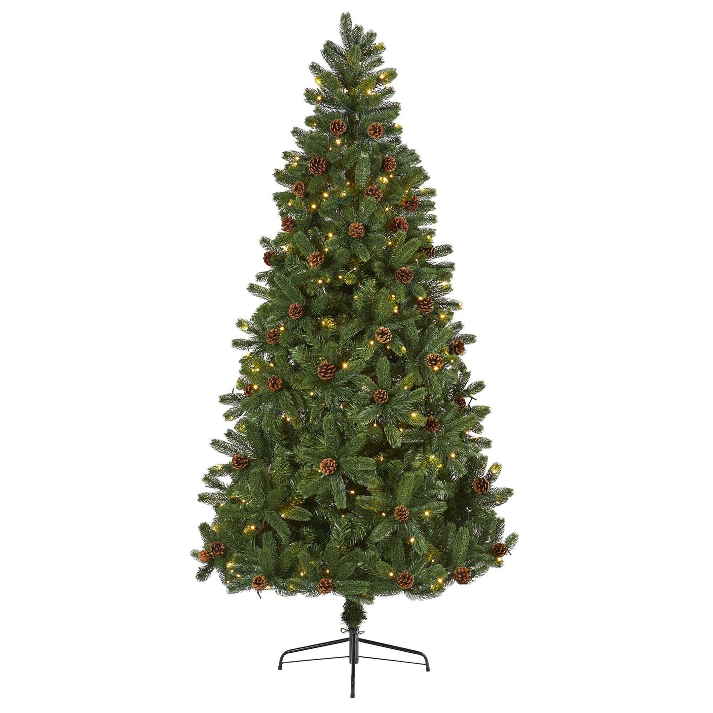 Nearly Natural 7.5ft Rocky Mountain Spruce tree with pinecones and 400 LED lights on stand on Tampa Home & Garden Store
