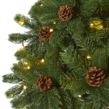 Christmas tree Nearly Natural 7.5' Rocky Mountain Spruce with pinecones and 400 LED lights on Tampa Home & Garden Store