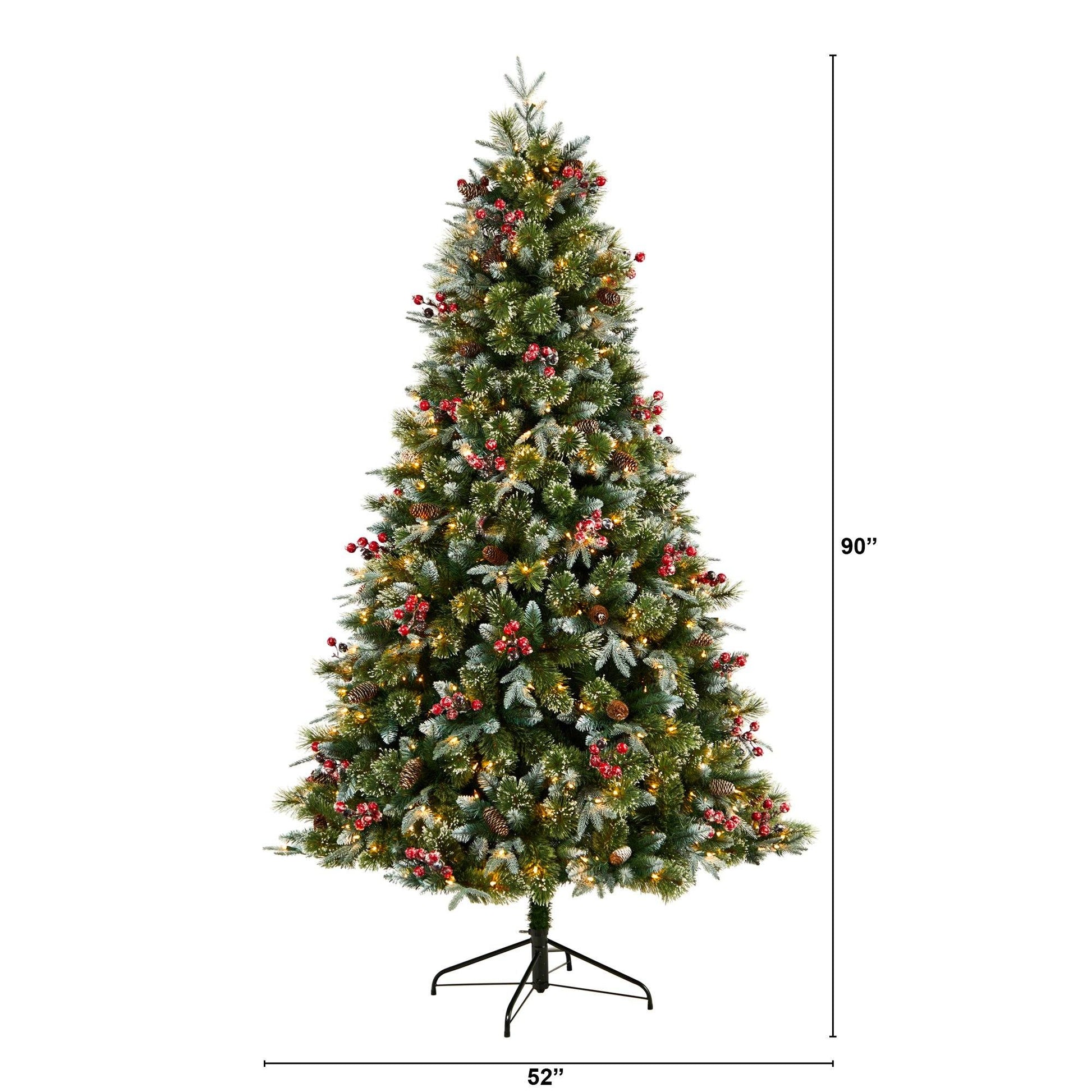 7.5ft Snow Tipped Aspen Spruce Pre-Lit Tree with 450 LED lights, berries and pinecones on Tampa Home & Garden Store