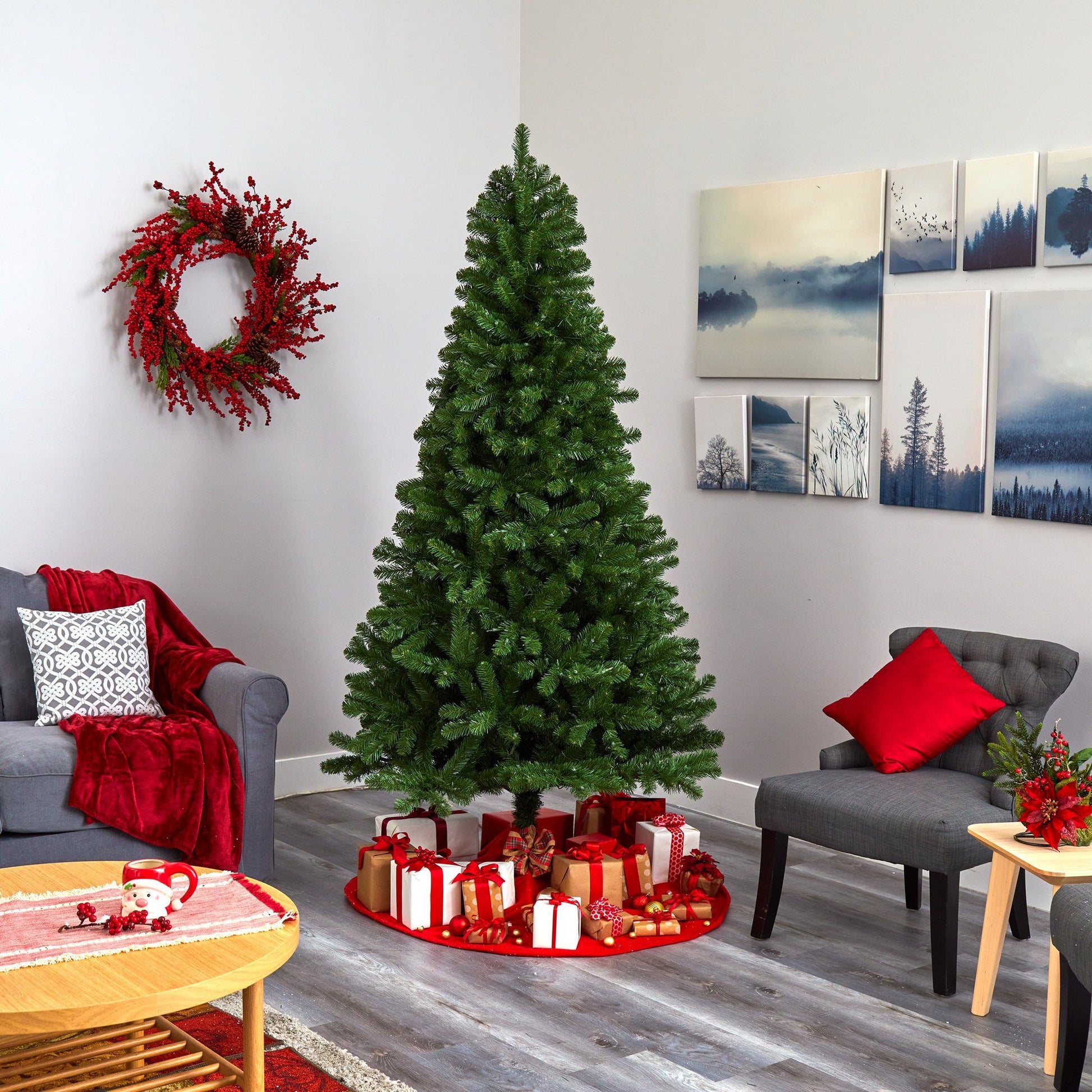 7.5 ft Virginia Fir artificial Christmas tree with 450 clear lights and 979 branches on Tampa Home & Garden Store