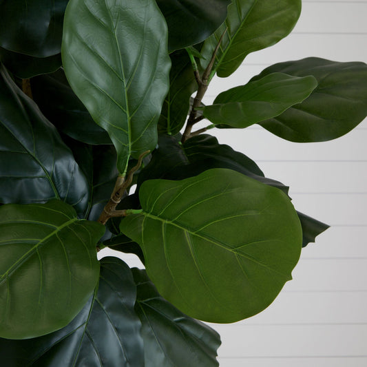 8 ft Artificial Fiddle Leaf Fig Tree by Nearly Natural with large glossy green leaves on Tampa Home & Garden Store