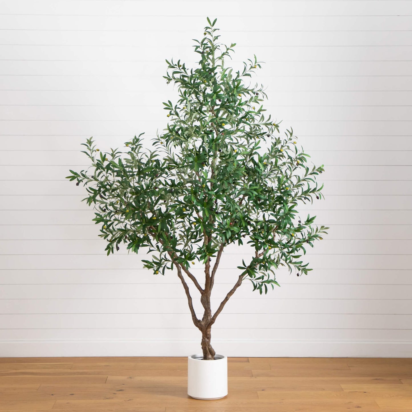Artificial Olive Tree and White Decor Planter