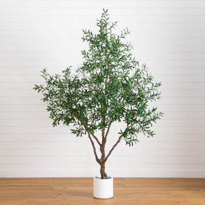 Artificial Olive Tree and White Decor Planter