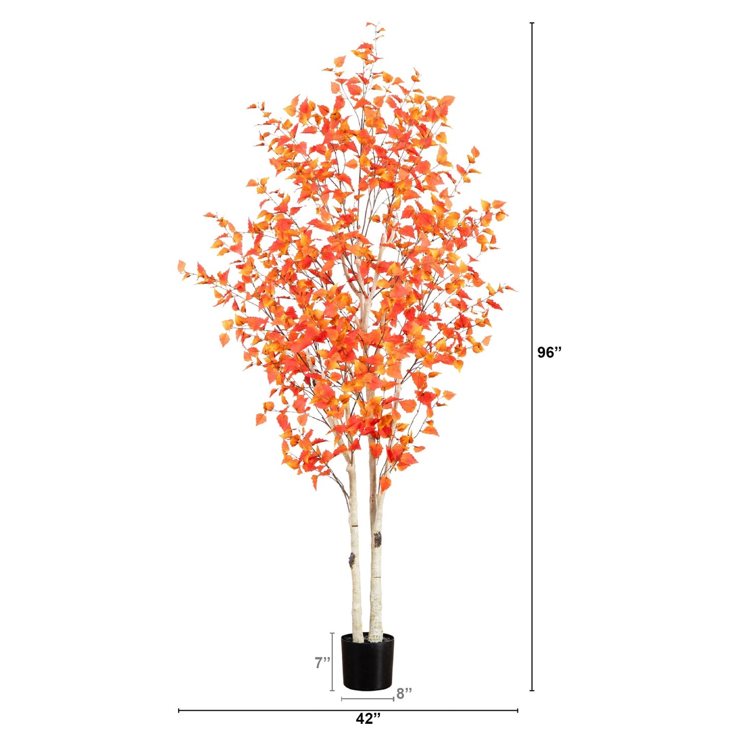 Árbol artificial de abedul de otoño de 2,4 metros