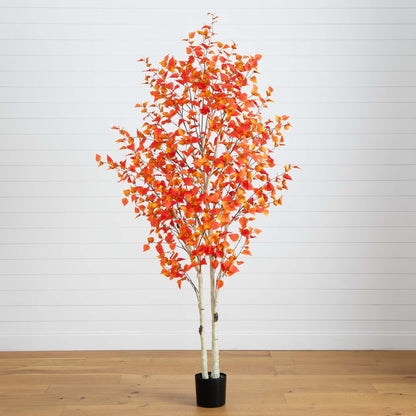 Árbol artificial de abedul de otoño de 2,4 metros