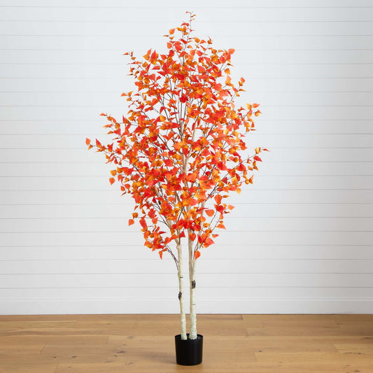 8’ Autumn Birch Artificial Fall Tree - Tampa Home & Garden Store