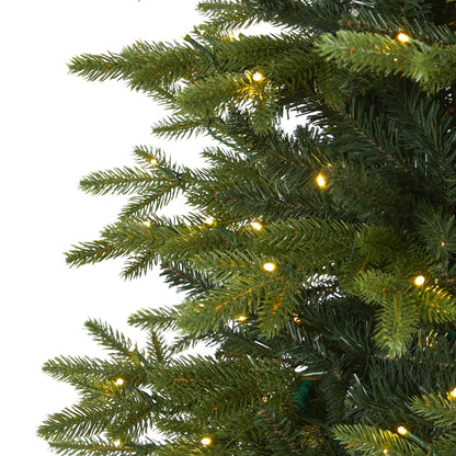 8’ Belgium Fir “Natural Look” Artificial Christmas Tree with 650 Clear LED Lights