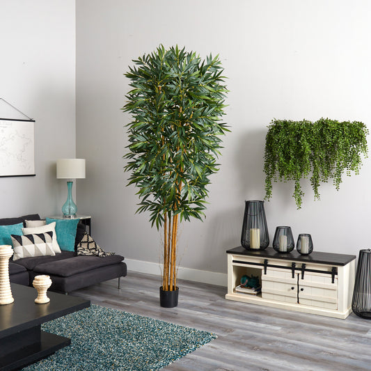 8’ Biggy Style Bamboo Tree, artificial green bamboo leaves, Nearly Natural brand on Tampa Home & Garden Store