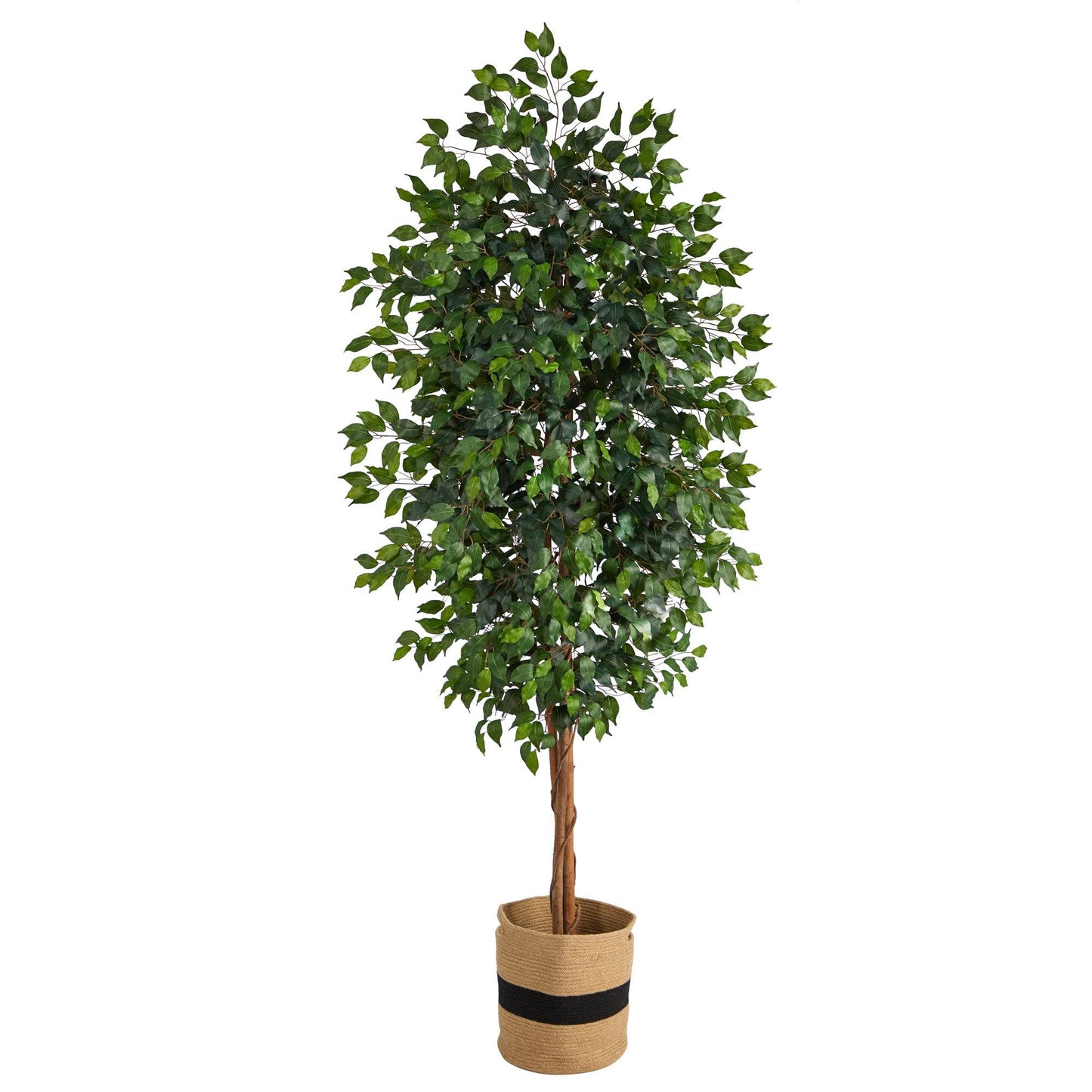 8 ft Nearly Natural Ficus artificial tree in handmade natural cotton planter on Tampa Home & Garden Store