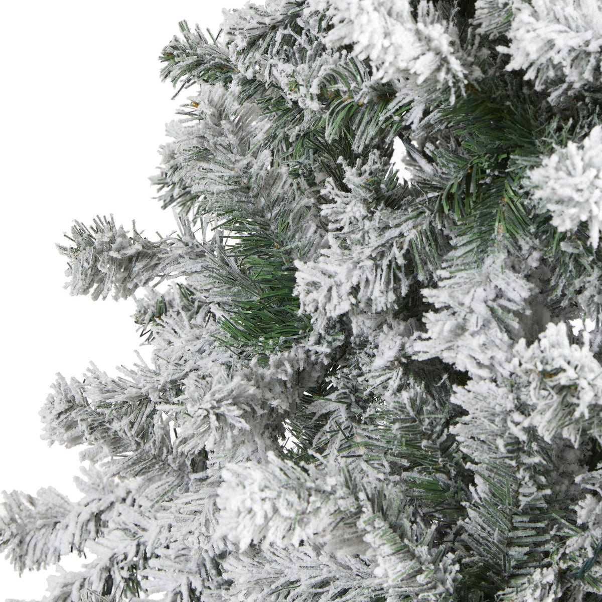 8' Flocked Rock Springs Spruce Christmas tree by Nearly Natural with green needles on Tampa Home & Garden Store