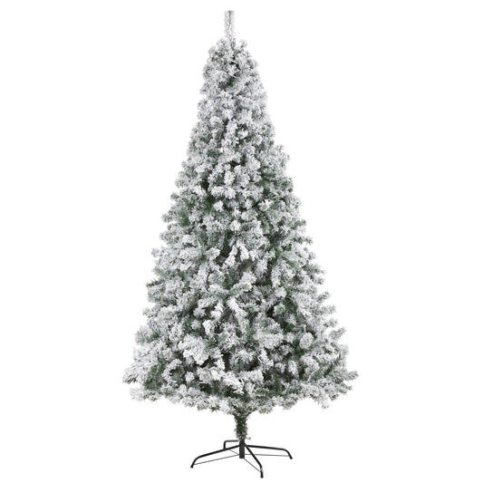 8' Flocked Spruce Christmas tree Nearly Natural snow-flocked needles on metal stand on Tampa Home & Garden Store