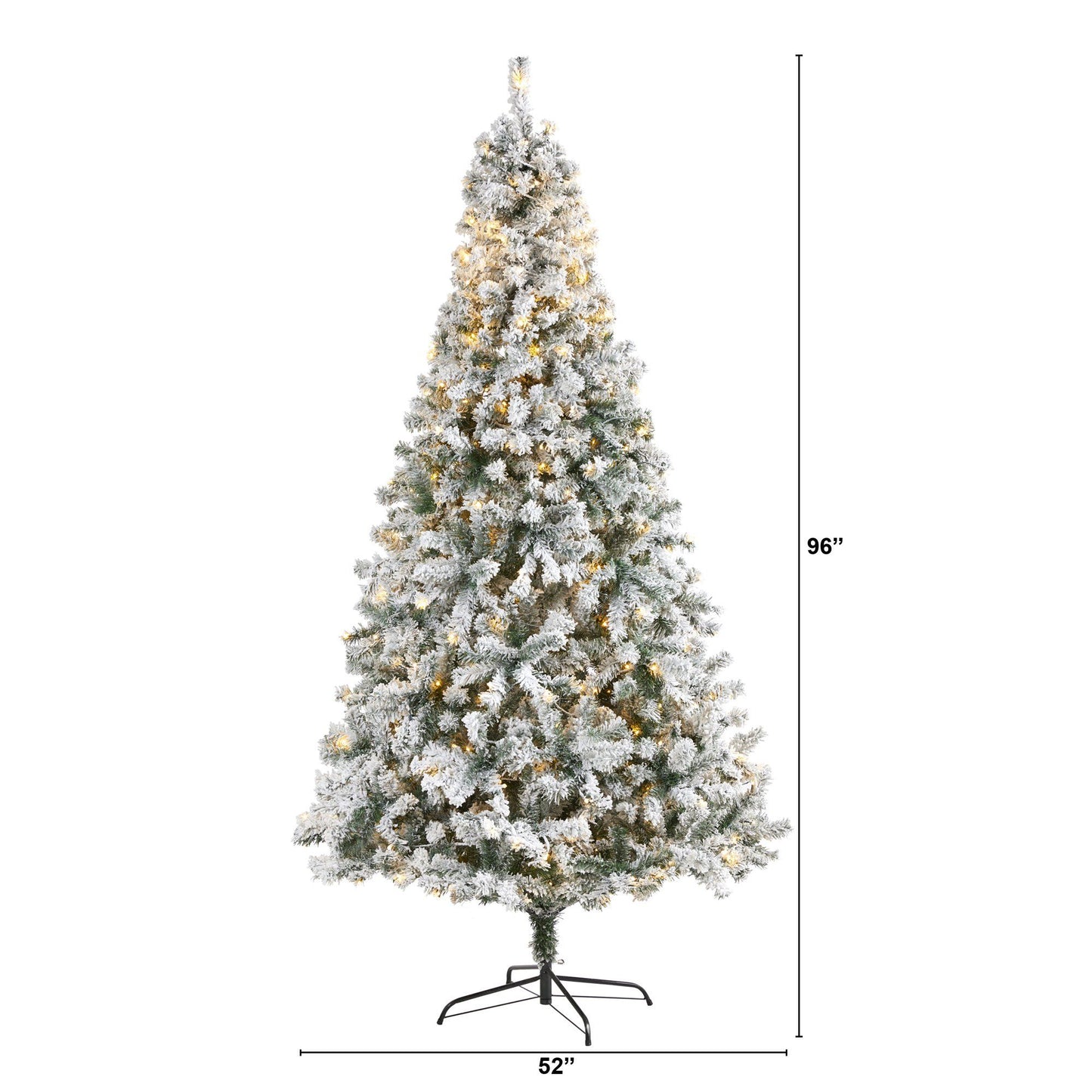 Christmas tree 8 ft flocked Rock Springs spruce with 1186 bendable branches and 500 LED lights on Tampa Home & Garden Store