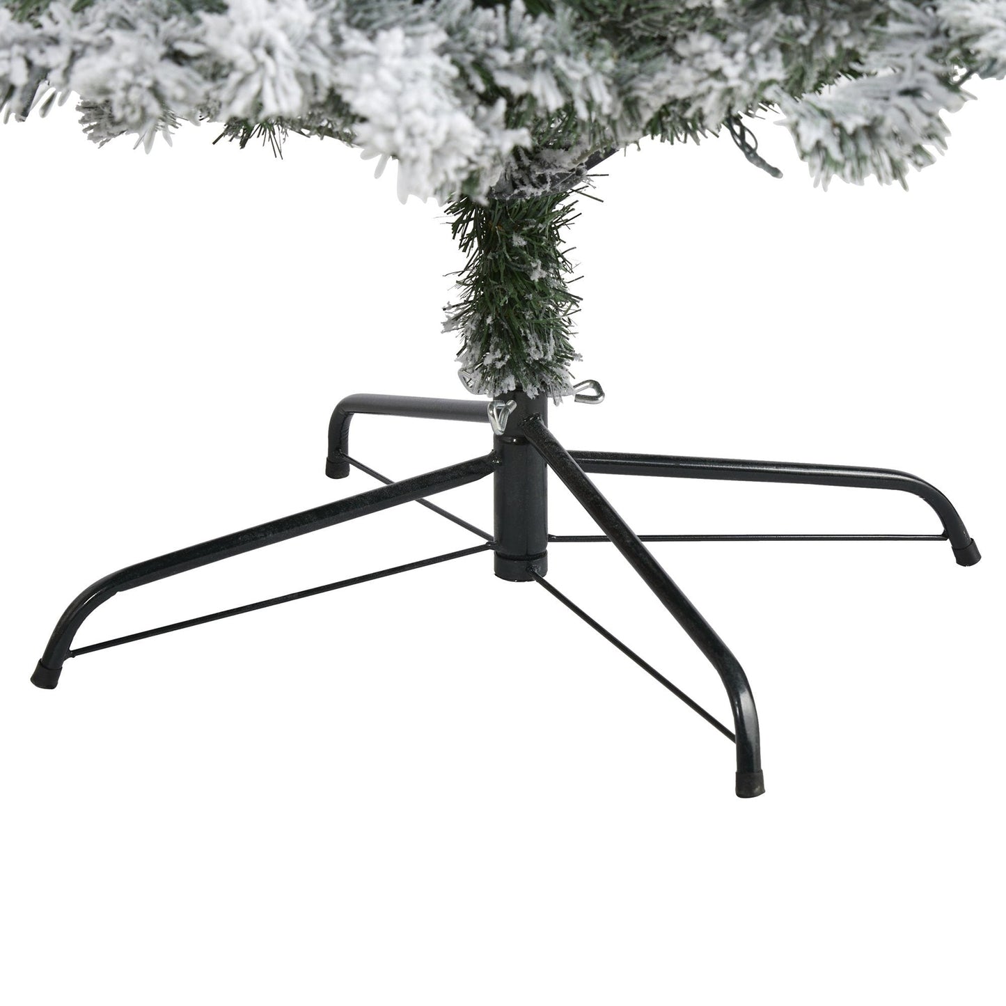 8' Nearly Natural flocked Rock Springs Spruce artificial Christmas tree on metal stand on Tampa Home & Garden Store