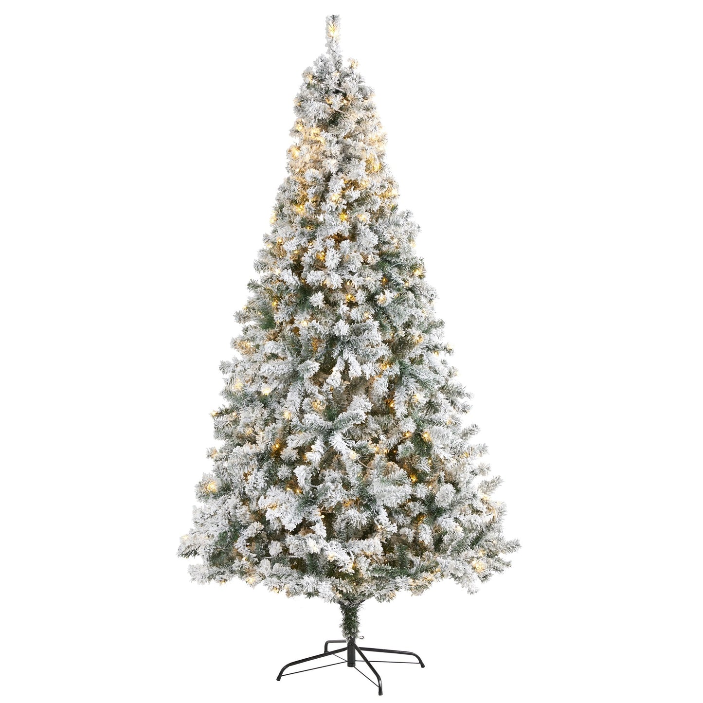 8 ft Nearly Natural flocked Spruce Christmas Tree with bendable branches and 500 LED lights on Tampa Home & Garden Store
