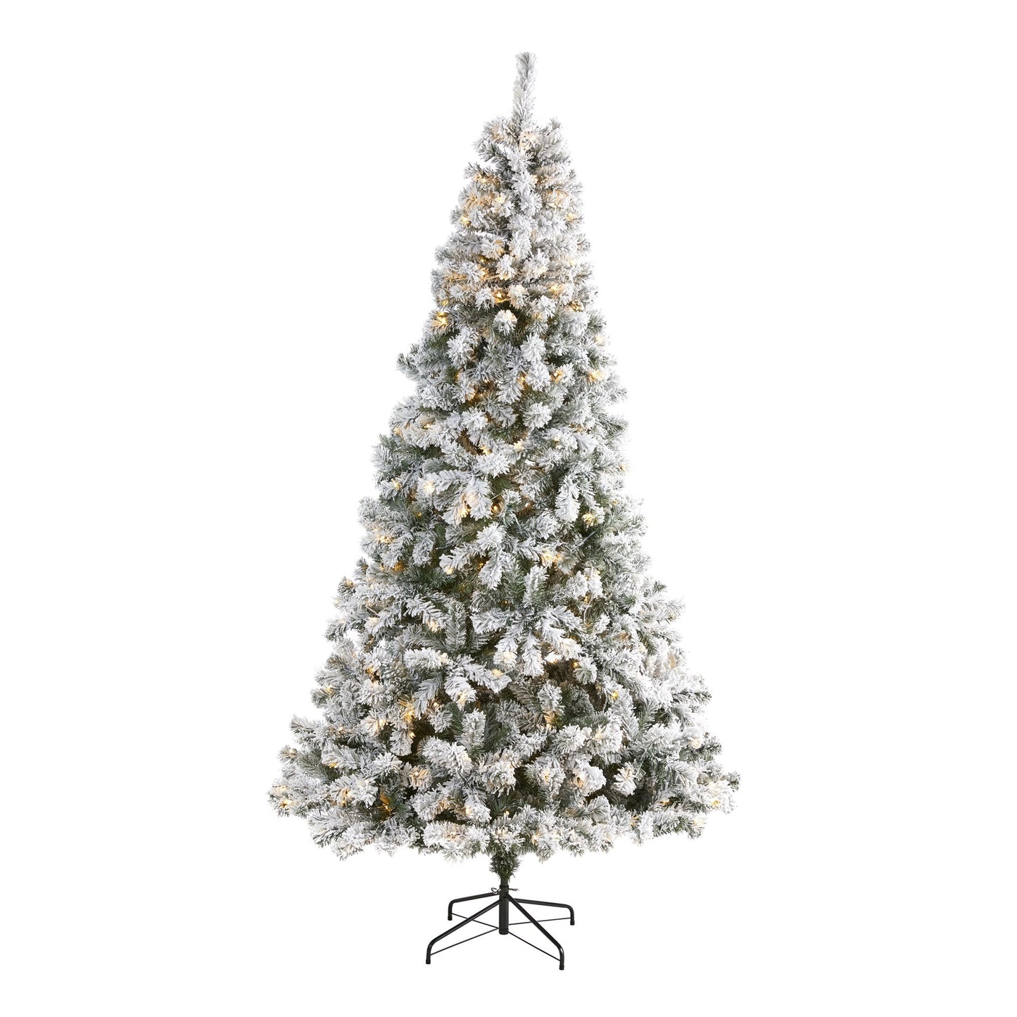 8 ft flocked West Virginia Fir Christmas Tree with 500 clear LED lights by Nearly Natural on Tampa Home & Garden Store