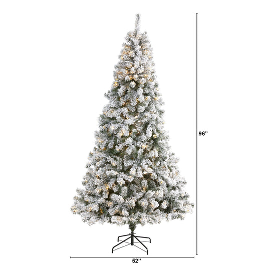 8 ft flocked West Virginia Fir artificial Christmas tree with 500 LED lights by Nearly Natural on Tampa Home & Garden Store