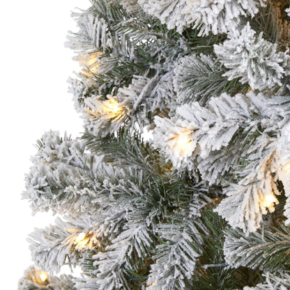 8' Flocked West Virginia Fir Christmas Tree with 500 Clear LED Lights on Tampa Home & Garden Store