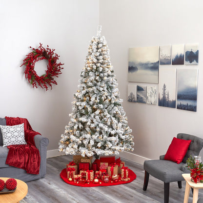 8' Flocked West Virginia Fir Artificial Christmas Tree Nearly Natural with 500 LED lights on Tampa Home & Garden Store