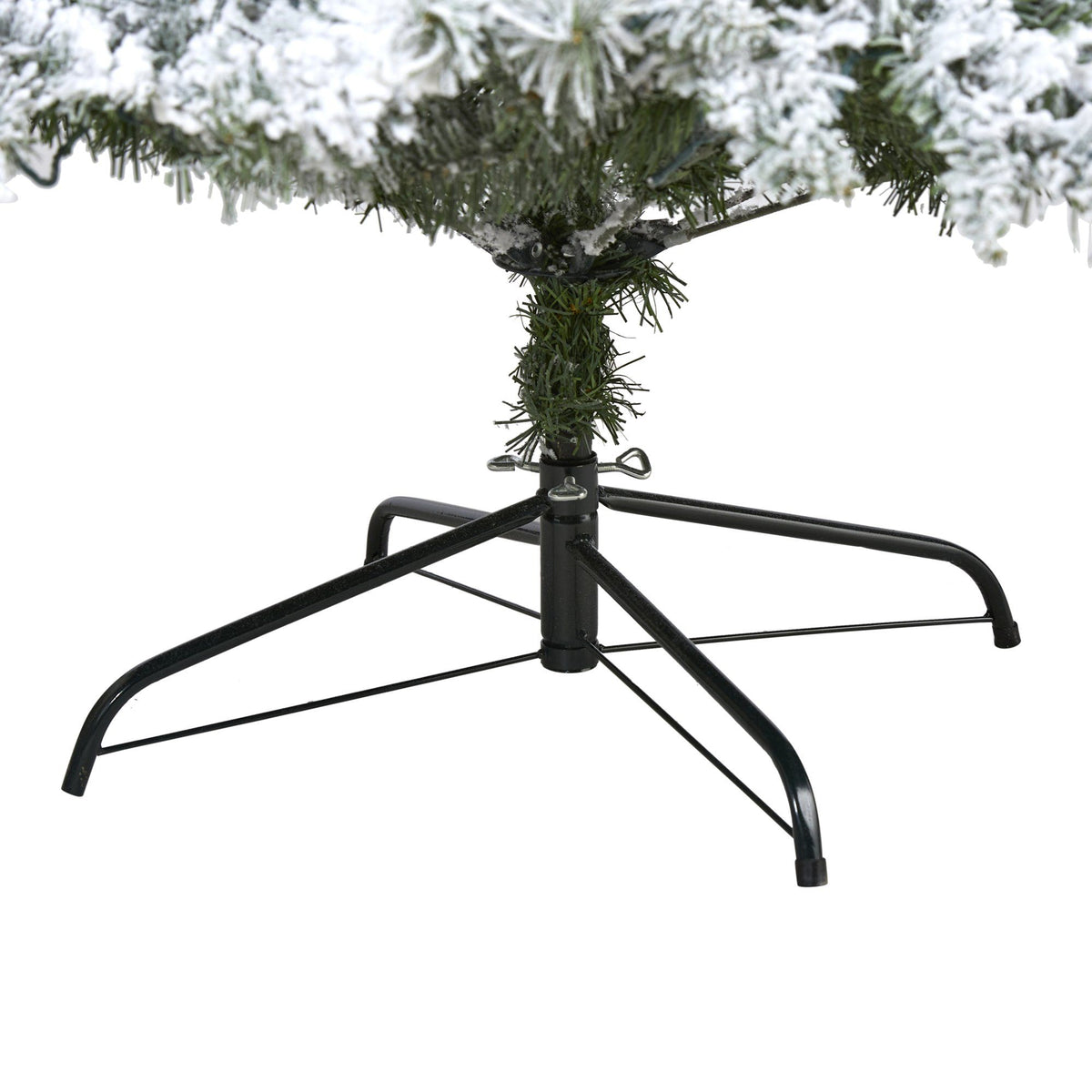 Nearly Natural 8' flocked white river pine artificial tree with pinecones and LEDs on stand on Tampa Home & Garden Store