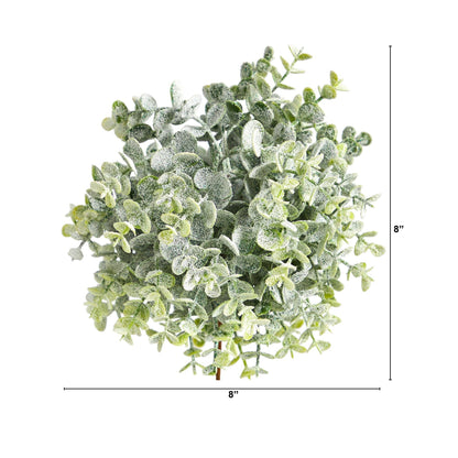 8” Frosted Eucalyptus Decorative Artificial Ball (Set of 3)