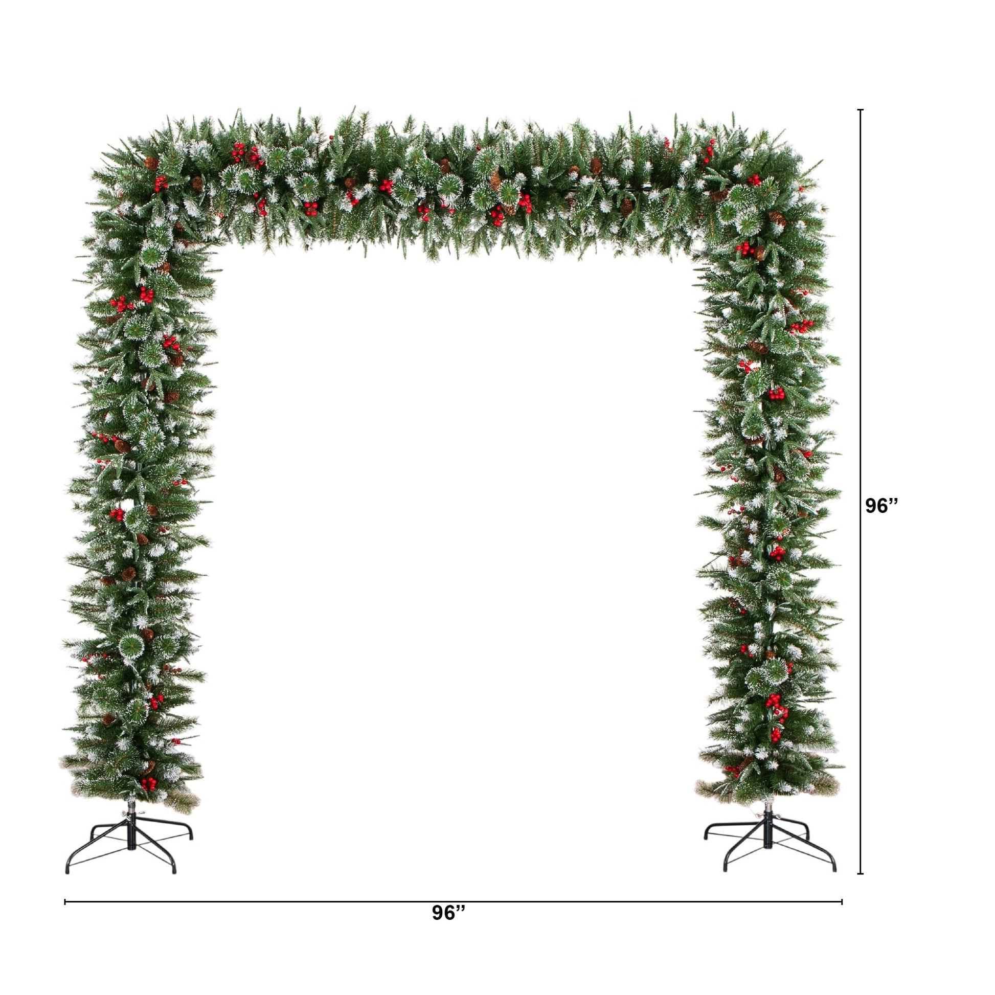 8 ft artificial green pine archway with pinecones and red berries Nearly Natural archway 96in wide on Tampa Home & Garden Store