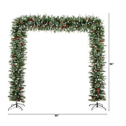 8 ft artificial green pine archway with pinecones and red berries Nearly Natural archway 96in wide on Tampa Home & Garden Store