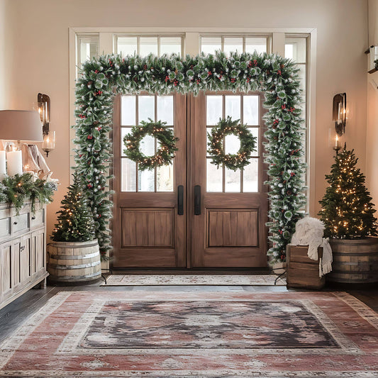 8' Nearly Natural artificial holiday green pine archway with pinecones and berries on Tampa Home & Garden Store