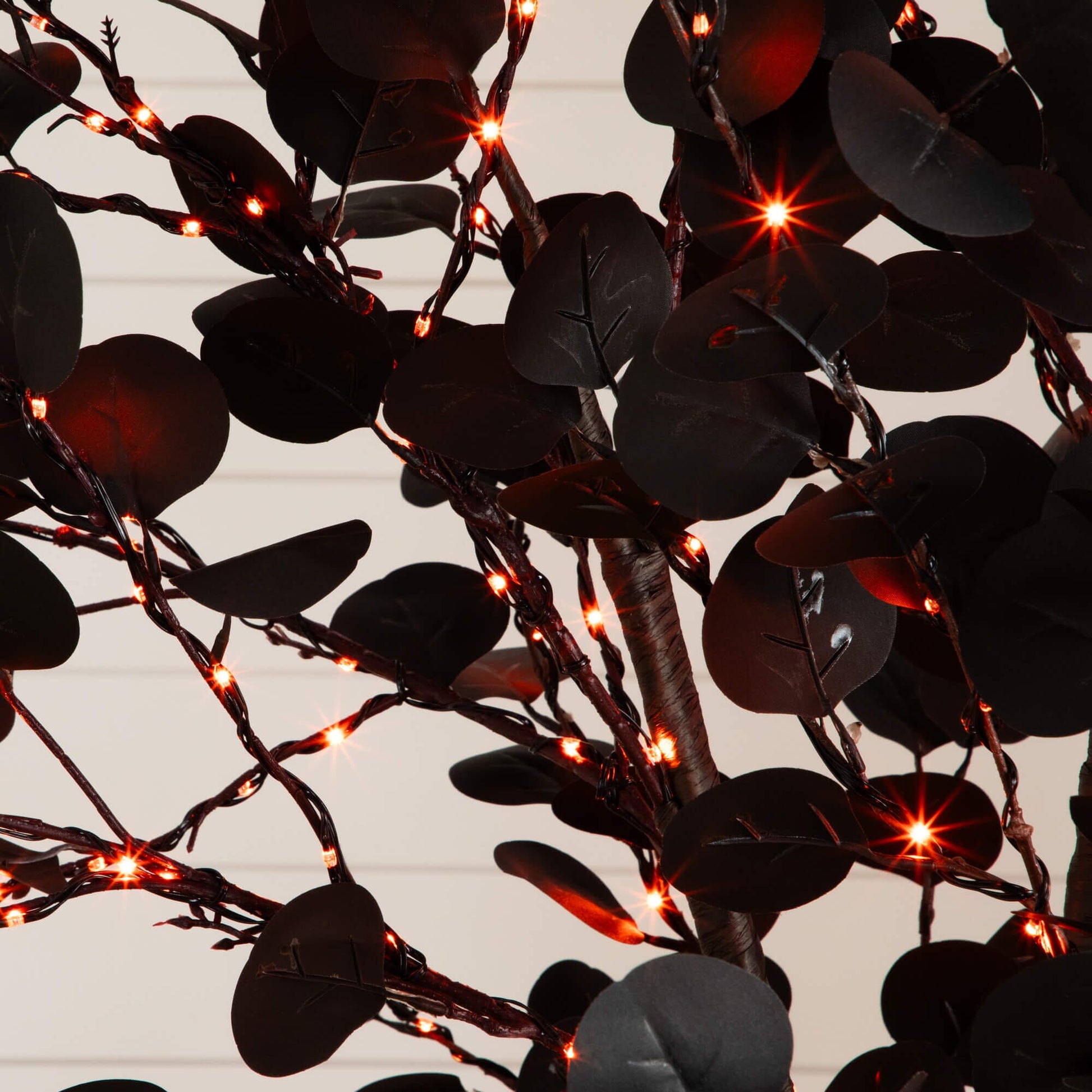 8' Pre-Lit Artificial Halloween Black Eucalyptus Tree with 540 orange and purple LED lights on Tampa Home & Garden Store