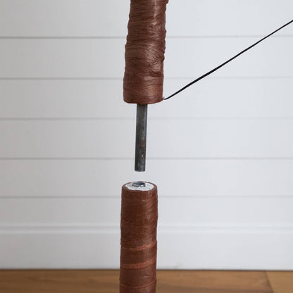 Tree Nearly Natural 8ft pre-lit eucalyptus trunk close-up with brown wrap and LED wire on Tampa Home & Garden Store