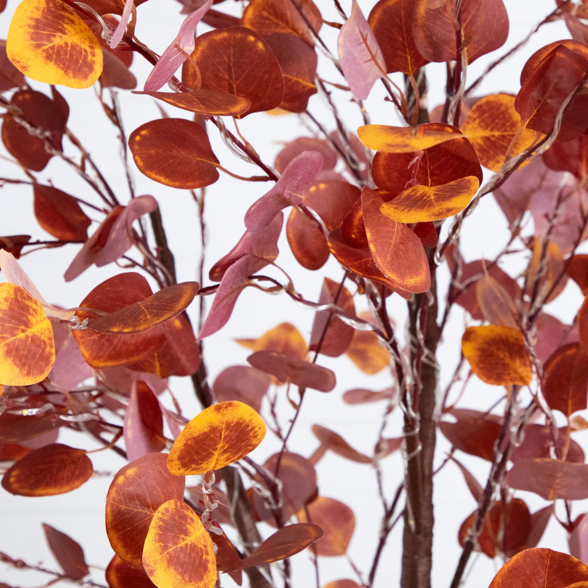 8' Pre-Lit Grand Autumn Eucalyptus Artificial Tree orange-red leaves on Tampa Home & Garden Store