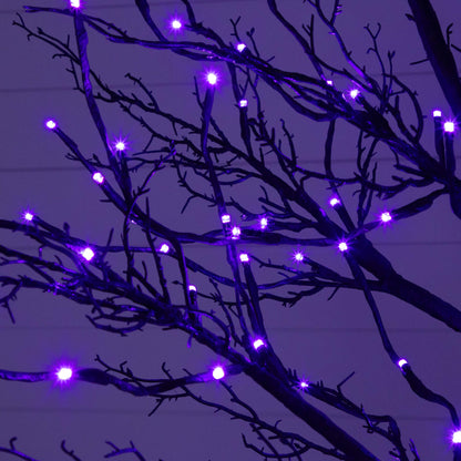 8' Pre-Lit Halloween Deluxe Black Twig Tree by Nearly Natural with purple LED lights on Tampa Home & Garden Store