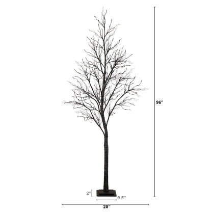 8' Pre-Lit Halloween Black Twig Artificial Tree with 216 orange & purple LEDs by Nearly Natural on Tampa Home & Garden Store