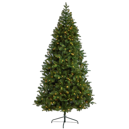 8’ Grand Teton Spruce Flat Back Tree with 280 Warm White LED Lights and 1208 Bendable Branches - Tampa Home & Garden Store