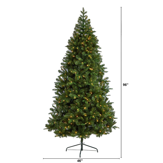 8’ Grand Teton Spruce Flat Back Tree with 280 Warm White LED Lights and 1208 Bendable Branches - Tampa Home & Garden Store